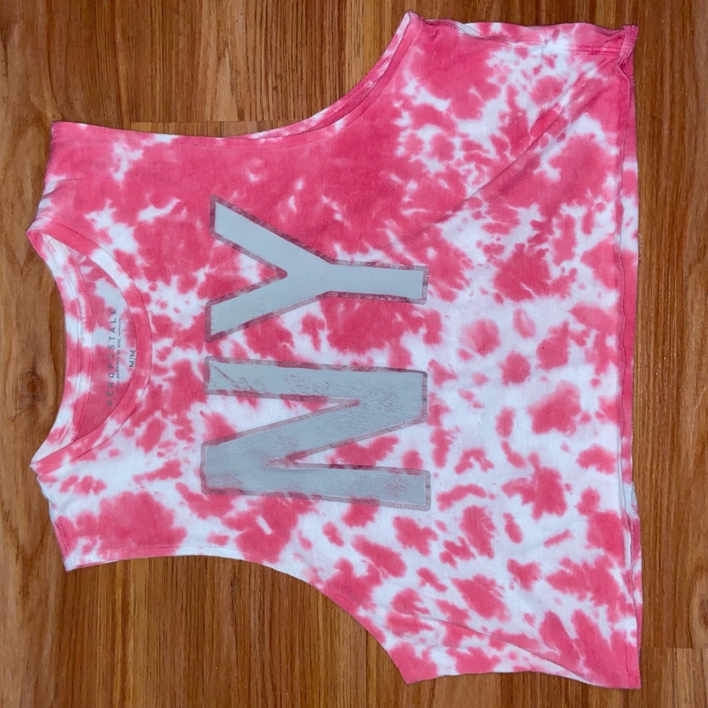 pink and white NY top